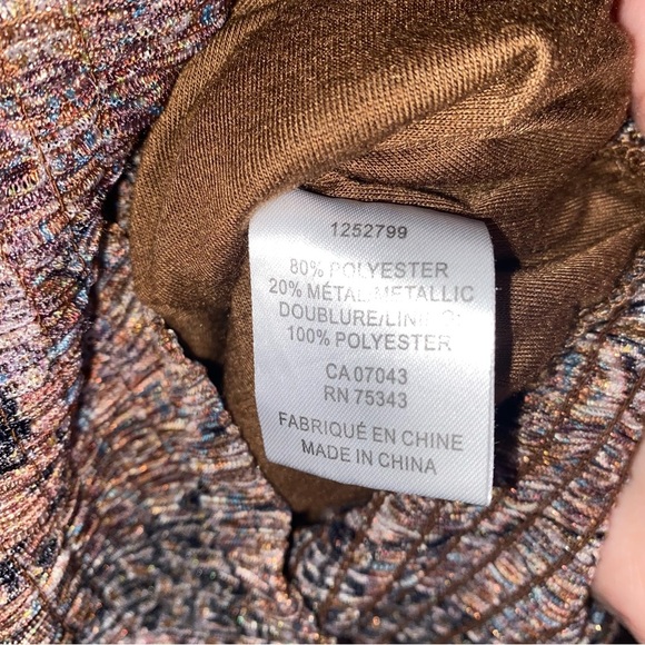 Joie Size Large Metallic Longsleeve High Neckline Top with Stretchy Waist - Picture 7 of 10